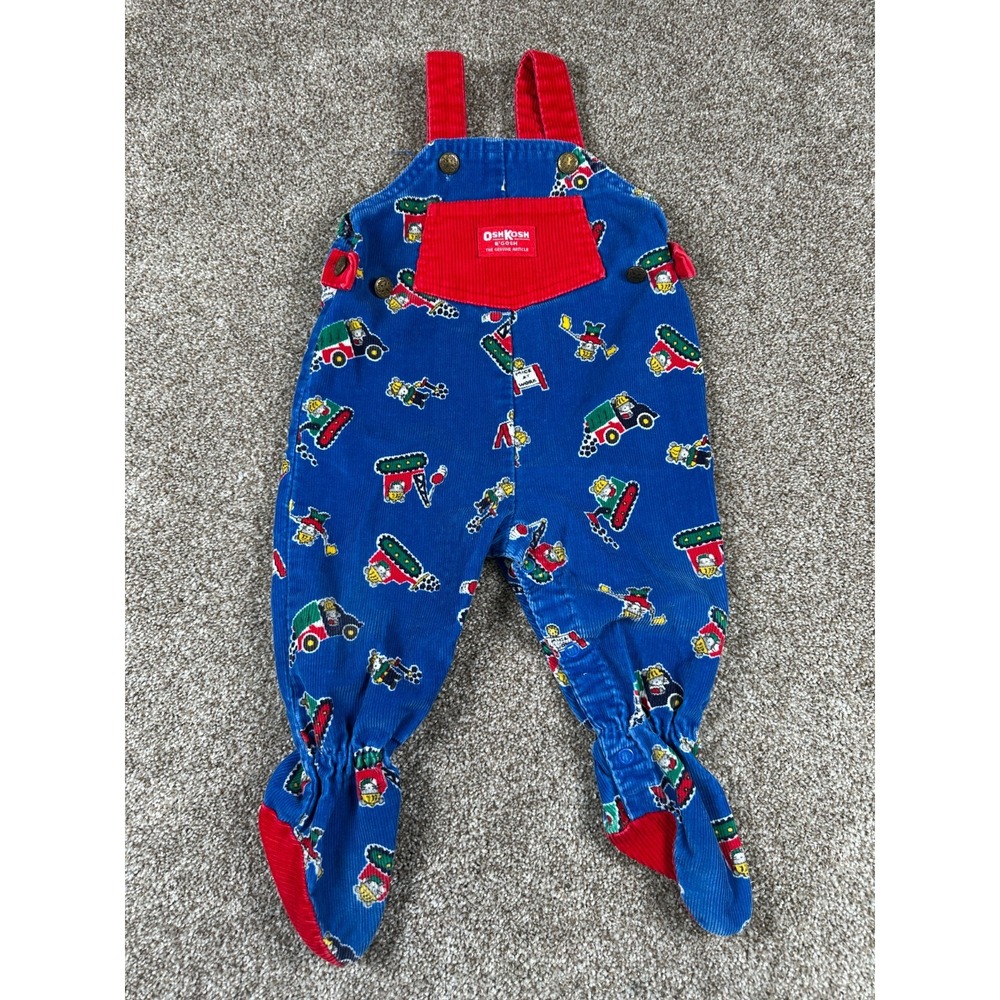 Vintage Mice at Work OshKosh B'Gosh Footie Corduroy Vestbak Overalls 6-9 Months